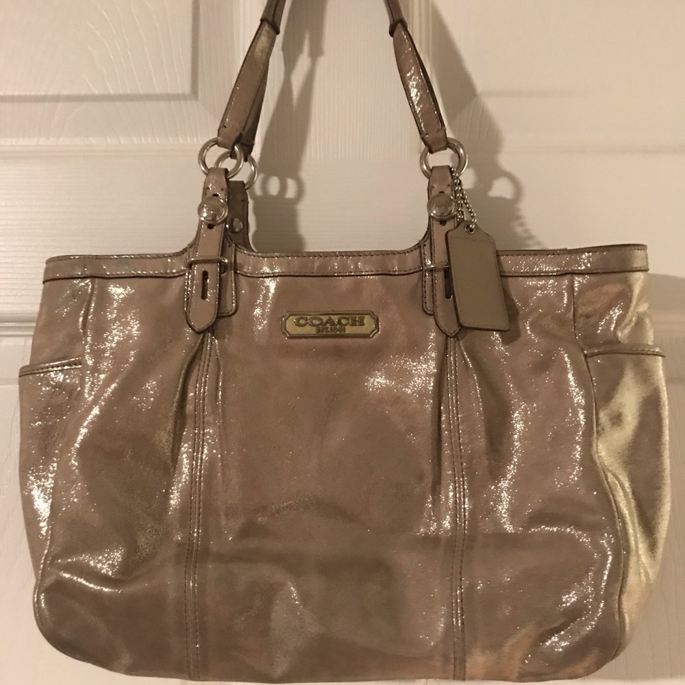 Metallic Leather Coach Bag